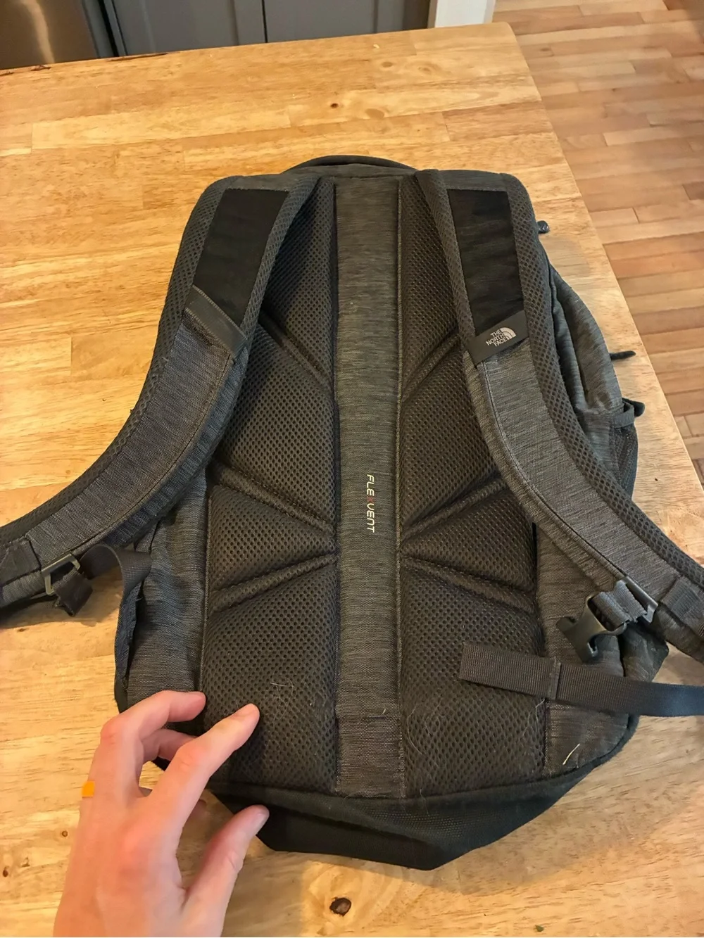 The North Face Jester Backpack Black Grey FlexVent Laptop Bag Bungee Hiking